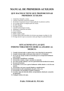 MANUAL DE PRIMEROS AUXILIOS QUE HACER SI TIENE QUE PROPORCIONAR PRIMEROS AUXILIOS