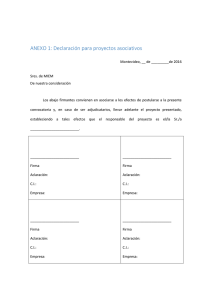 ANEXO 1: Declaración para proyectos asociativos