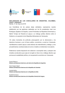 Declaración cancilleres de Argentina, Uruguay, Chile y Colombia