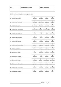 Examen de Razonamiento Verbal: Sinónimos, Antónimos y Analogías