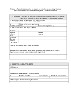 formulario de solicitud de captura de animales de especies protegidas de la fauna silvestre con fines de investigación