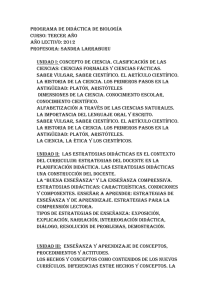 PROGRAMA DE DIDÁCTICA DE BIOLOGÍA CURSO: TERCER AÑO AÑO LECTIVO: 2012