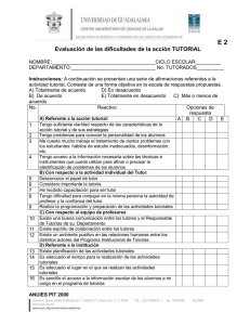 Evaluación de las dificultades de la acción TUTORIAL
