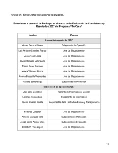 Anexo III. Entrevistas y/o talleres realizados.