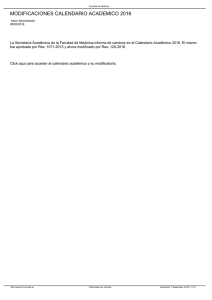 MODIFICACIONES CALENDARIO ACADEMICO 2016