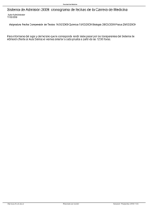 Sistema de Admisión 2009: cronograma de fechas de la Carrera...