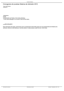 Cronograma de pruebas Sistema de Admisión 2010