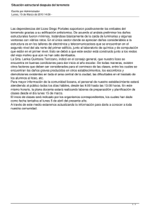 Las dependencias del Liceo Diego Portales soportaron positivamente los embates... terremoto gracias a su edificación antisísmica. De acuerdo al anáisis...