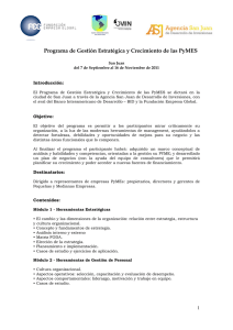 Programa de Gestión Estratégica y Crecimiento de las PyMES  Introducción: