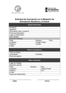 Solicitud Maestría Simulación Numérica y Control - Formulario