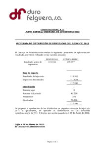 DURO FELGUERA, S. A. JUNTA GENERAL ORDINARIA DE ACCIONISTAS 2012 _____________________________________________________________________________