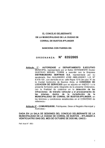 EL CONCEJO DELIBERANTE DE LA MUNICIPALIDAD DE LA CIUDAD DE