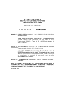 EL CONCEJO DELIBERANTE DE LA MUNICIPALIDAD DE LA CIUDAD DE