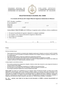 Impreso solicitud de baja de colegiado