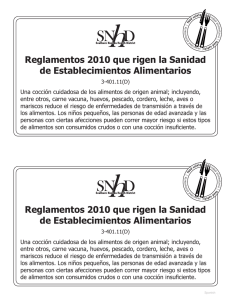 Reglamentos 2010 que rigen la Sanidad de Establecimientos Alimentarios