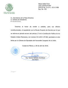 PROYECTO de Decreto por el que se reforma el párrafo tercero del artículo 27 de la Constitución Política de los Estados Unidos Mexicanos.