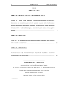 INDICE PODER EJECUTIVO SECRETARIA DE MEDIO AMBIENTE Y RECURSOS NATURALES