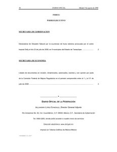 INDICE PODER EJECUTIVO SECRETARIA DE GOBERNACION