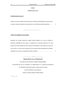 INDICE PODER EJECUTIVO SECRETARIA DE SALUD