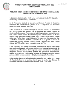 SESI N DE CONGRESO GENERAL, 1 DE SEPTIEMBRE DE 2008