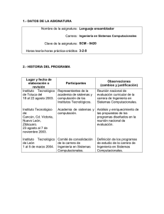 Nombre de la asignatura:  Carrera: Clave de la asignatura: