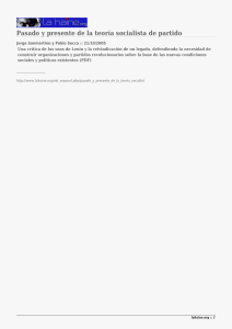 Pasado y presente de la teoría socialista de partido