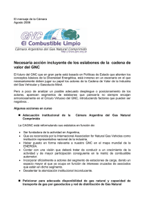 Necesaria acción incluyente de los eslabones de la cadena de valor del GNC - Agosto de 2006