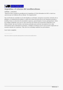 Argentina: el retorno del neoliberalismo