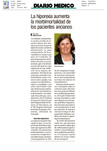 "La hiporèxia augmenta la morbimortalitat dels pacients ancians".