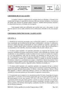 BIOLOGÍA CRITERIOS DE EVALUACIÓN