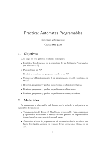 Objetivos de la práctica y materiales disponibles
