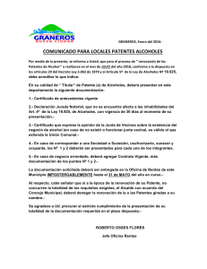 REQUISITOS RENOVACION PATENTES ALCOHOLES
