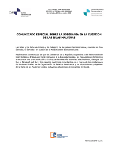 COMUNICADO ESPECIAL SOBRE LA SOBERANIA EN LA CUESTION