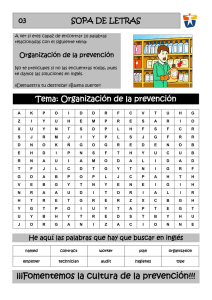 Sopa de Letras: Organización de la Prevención