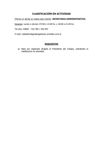 Clasificación en Actividad