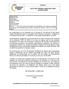 GJ-F-20 AUTO QUE ORDENA TRASLADO PARA ALEGATOS