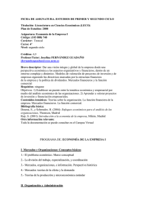 PROGRAMA DE: ECONOMÍA DE LA EMPRESA I I  Mercados y