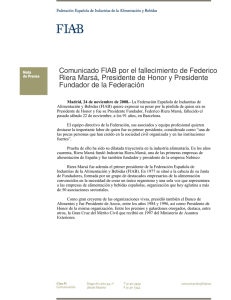Comunicado FIAB por el fallecimiento de Federico Riera Marsá