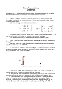 1. Se recibe el vector v=(111101), donde v=c+e donde c es el vector