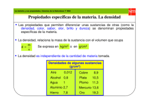 Propiedades específicas de la materia. La densidad