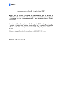 Número total de acciones y derechos de voto de Ercros, S