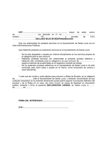 Declaración Jurada de haber prestado servicios en Santa Lucía y