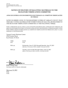 notice of delivery of balloting materials to the signature