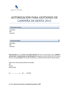 autorización para gestiones de campaña de renta 2015