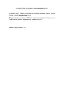 Nota informativa primer ejercicio (acceso libre). Proceso selectivo