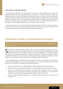 Variedades sociales y funcionales de la lengua