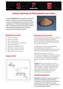 sistema continuo de procesamiento de plumas