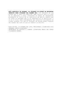 AUTO ADMISORIO DE PRUEBAS, EL TRIBUNAL DE ALZADA SE