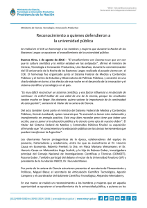 Reconocimiento a quienes defendieron a la universidad pública