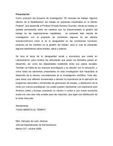 Presentación Como producto del proyecto de investigación "El